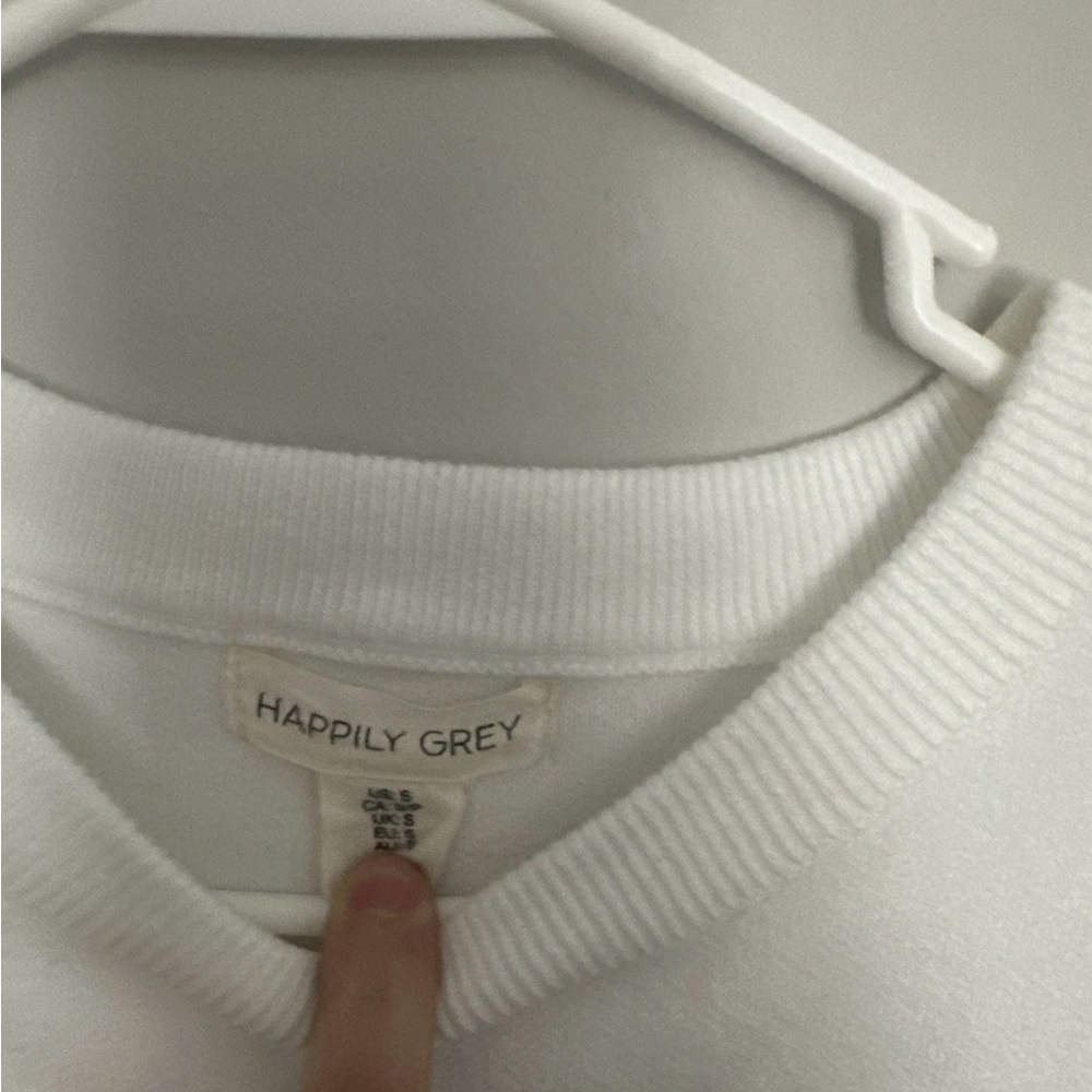 Happily Grey Off-the-Shoulder White Sweater